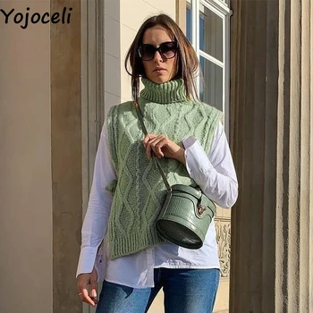 Yojoceli Moda водолазка slobodan džemper, prsluk Proljeće ženski ulični odjeća pulover kardigan Casual ženski dres pletene top