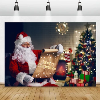 Čestit Božić Djed Mraz Background Light Boke Drva Kamin Unutrašnjost Dječje Snimanje Božićni Domjenak Slika Pozadina Фотоколл