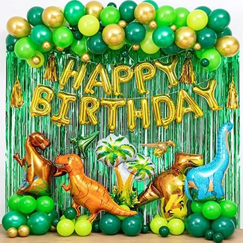 Zelene Balone iz folije Dinosaura Potrepštine za zabave Dinosaura Ukras na Dan rođenja za dječake Loptice za stranke životinja u Džungli Globos