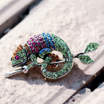 Slatka Gorski Kristal Broš Kameleon High-End Životinja Pin Pribor Za Odjeću Nakit, Broševi Dobar Poklon